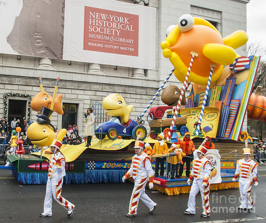 Lucy Hale on Goldfish on Parade float by Pepperidge Farm at Macys Thanksgiving Day Parade #1 Photograph by David Oppenheimer