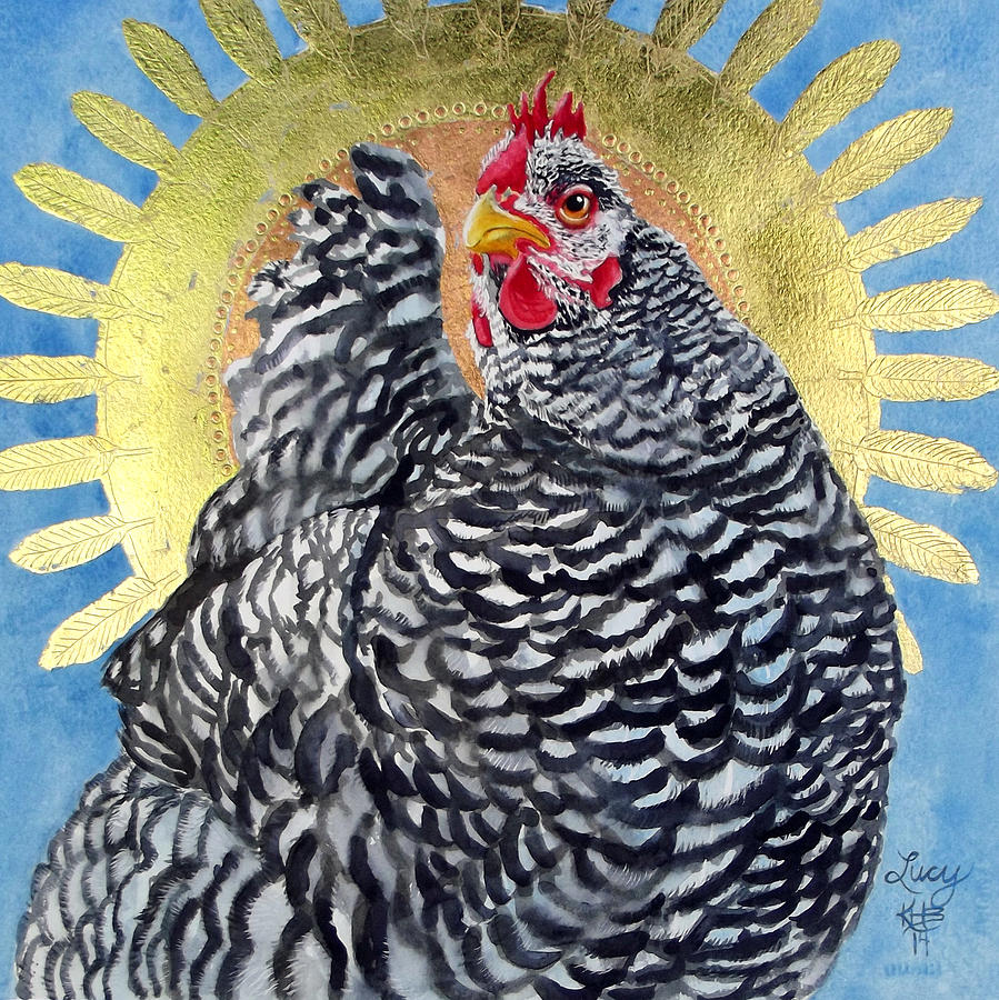 Lucy In The Sky - Celestial Chicken Painting by Kirsten Beitler