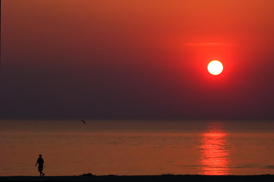 Ludington Beach Sunset Photograph by Lars Lentz