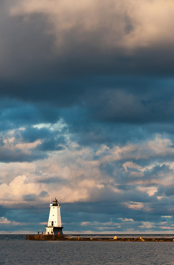 Architecture Photograph - Ludington North Breakwater Lighthouse at Sunrise by Sebastian Musial