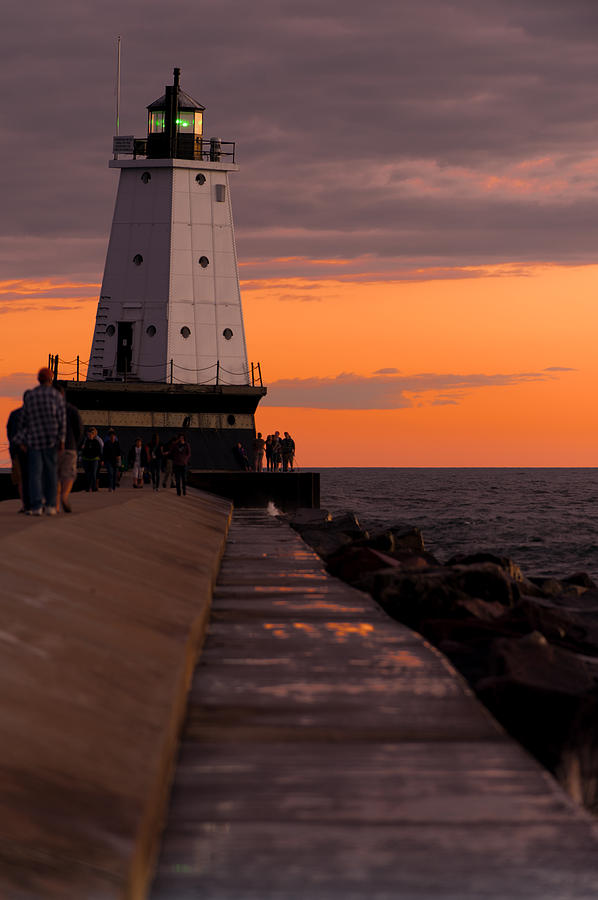 Architecture Photograph - Ludington Pier and Lighthouse by Sebastian Musial