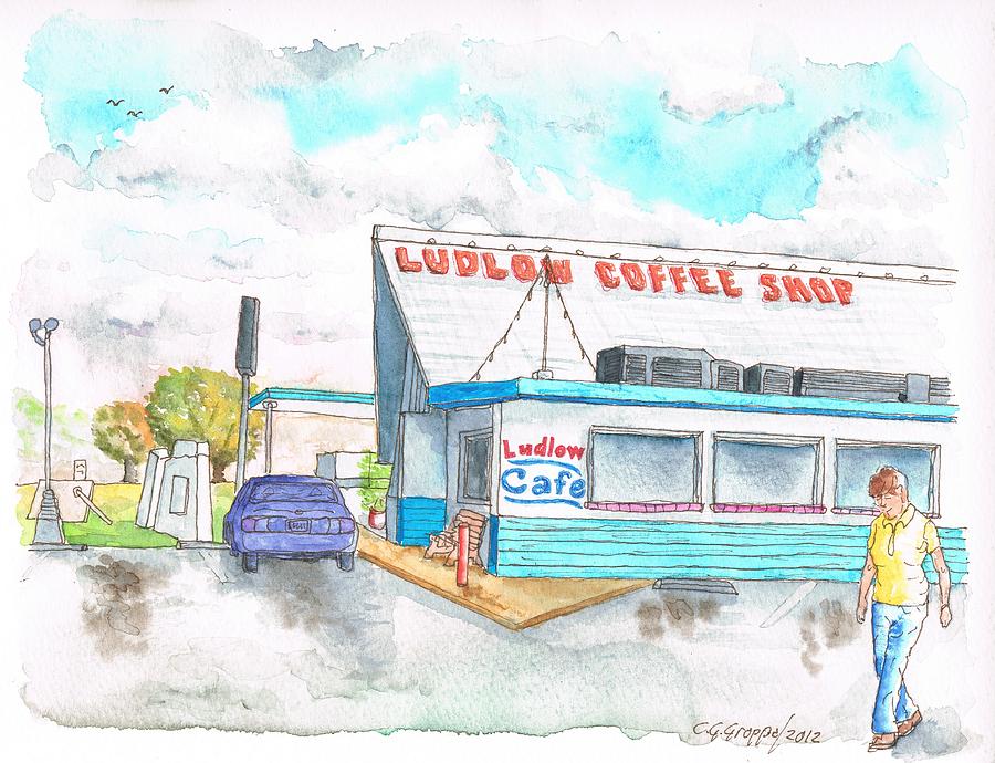 Ludlow Coffee Shop in Ludlow - California Painting by Carlos G Groppa