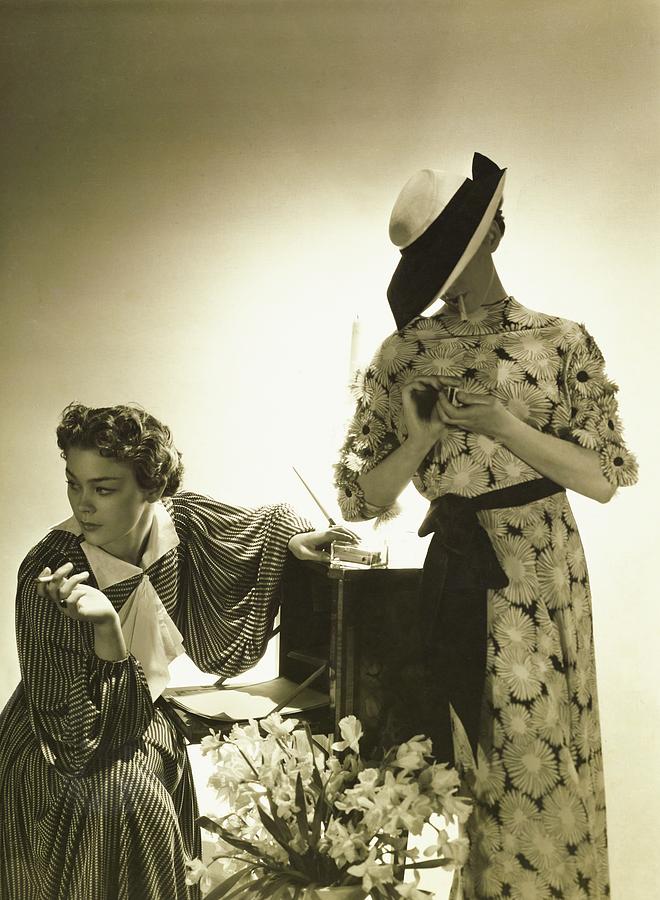 Ludmilla Fedosseeff And Cora Hemmet Smoking Photograph by Horst P. Horst
