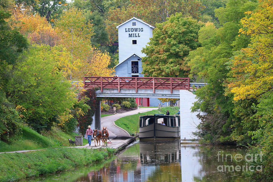 Ludwig Mill Photograph - Ludwig Mill and Canal Boat  1480 by Jack Schultz