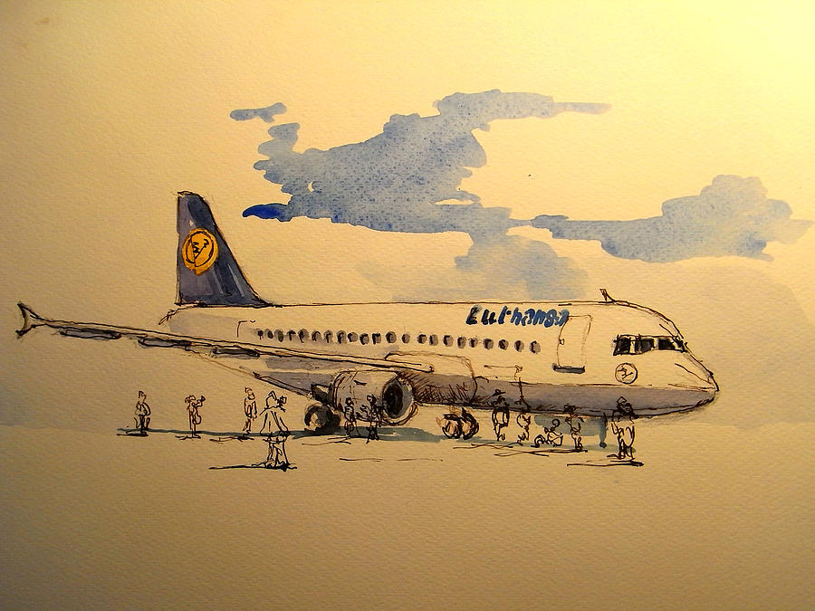 Berlin Painting - Lufthansa plane by Juan  Bosco