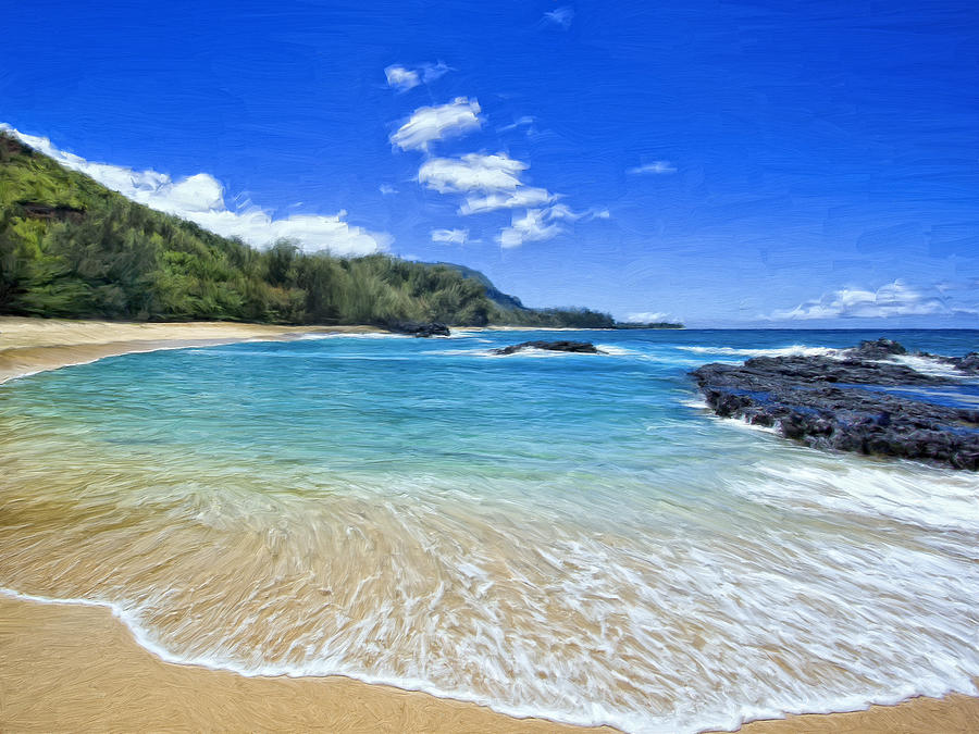 Lumahai Beach Kauai Painting by Dominic Piperata