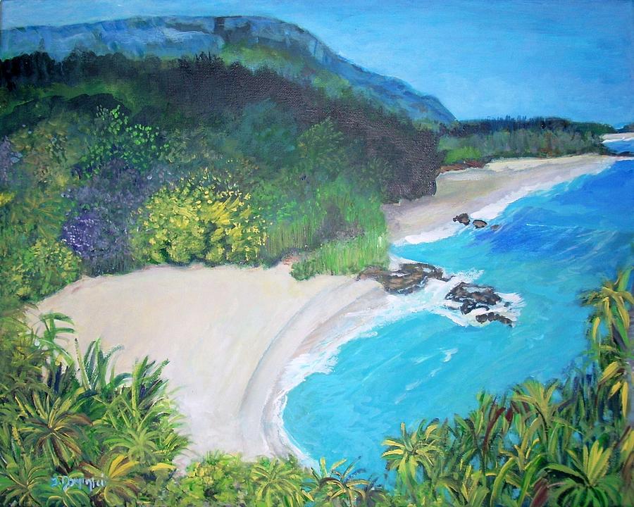 Nature Painting - Lumahai Beach in Hawaii by Teresa Dominici