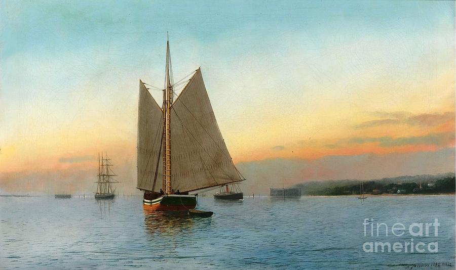 Lumber Schooner - New York Bay Painting by Thea Recuerdo