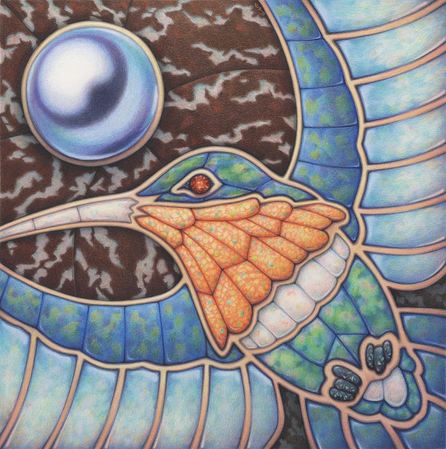 Hummingbird Drawing - Luminosity - Study in Opal and Pearl by Amy S Turner