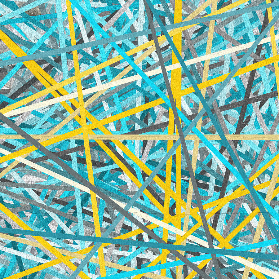 Luminous Attachment - Yellow And Turquoise Abstract Painting by Lourry Legarde