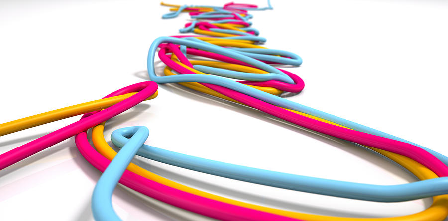 Abstract Digital Art - Luminous Cables Closeup by Allan Swart