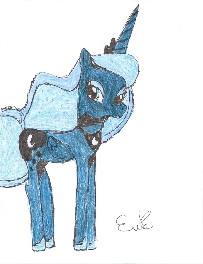 Unicorn Drawing - Luna by Rhapsody Forever