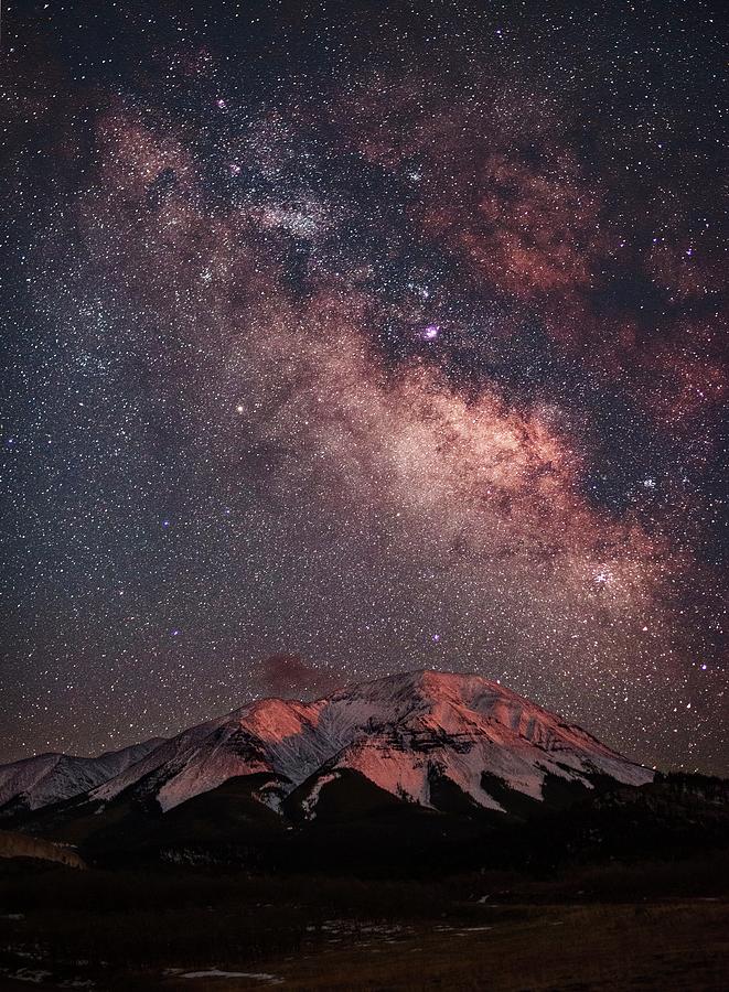 Lunar Alpenglow And Milky Way Skies At Photograph by Mike Berenson / Colorado Captures