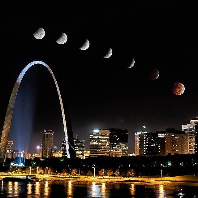 Bloodmoon Photograph - Lunar Eclipse Over St. Louis by Randall Allen