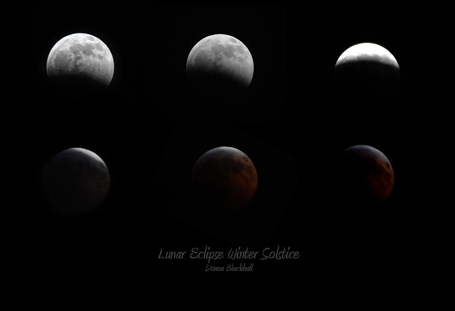 Moon Photograph - Lunar Eclipse Winter Solstice by Donna Blackhall