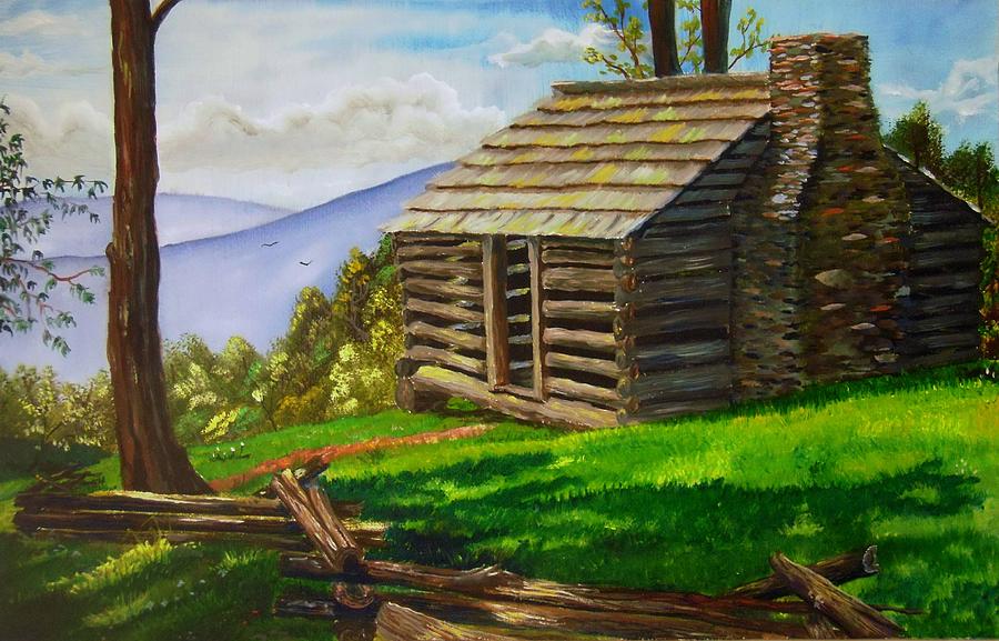 Lunch at an Old Cabin in the Blue Ridge Painting by Nicole Angell