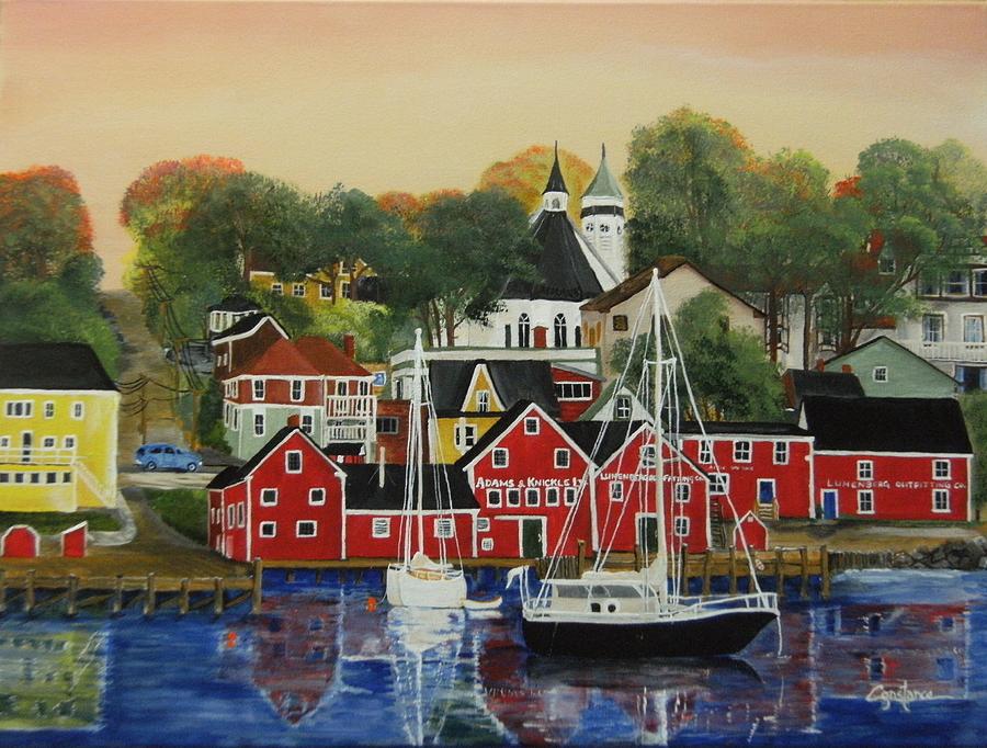 Lunenburg Nova Scotia A Touch of Fall Painting by Connie Rowsell