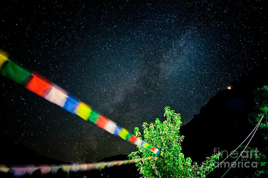 Nature Photograph - Lunghta and Beautiful Himalaya Nightscape by Artmif by Raimond Klavins