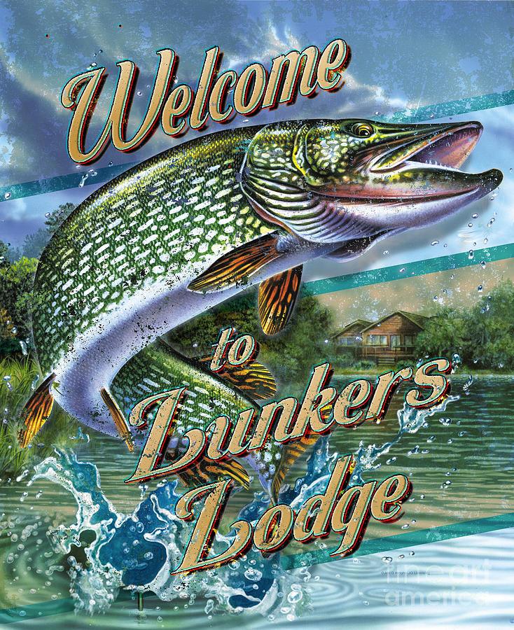 Lunkers Lodge Pike Painting by JQ Licensing