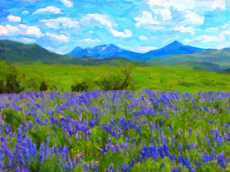 Lupine Blue Mountains Digital Art by Rick Wicker