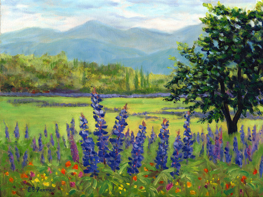 Landscape Painting - Lupine Field, Sugar Hill, NH by Elaine Farmer