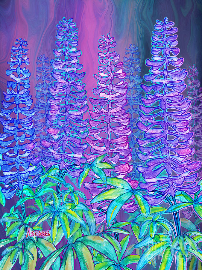 Lupines Mixed Media by Teresa Ascone