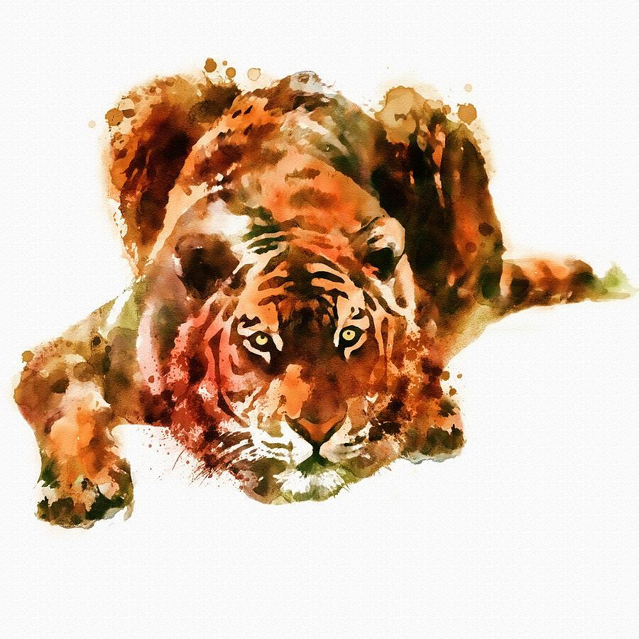 Lurking Tiger Painting by Marian Voicu