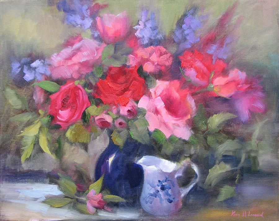 Rose Painting - Luscious Roses by Karin  Leonard
