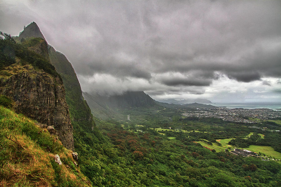 Lush Green Mountains Against Storm Photograph by Christopher Chan