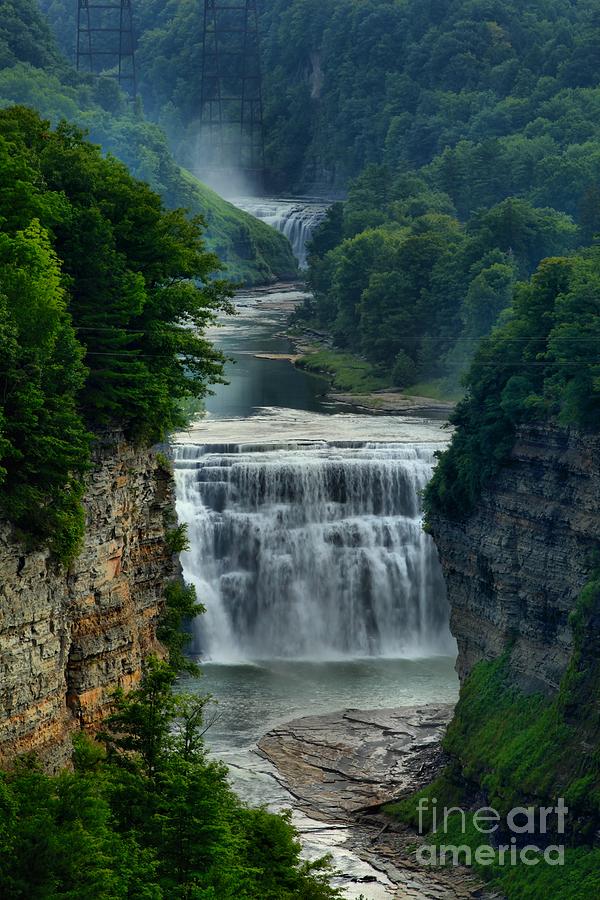 Waterfall Photograph - Lush Letchworth Inspiration Point by Adam Jewell