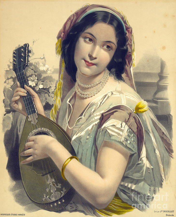 Musician Photograph - Lute Player 1850 by Padre Art