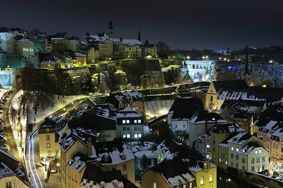 Luxembourg Old City View At Night Under Photograph by © Frédéric Collin