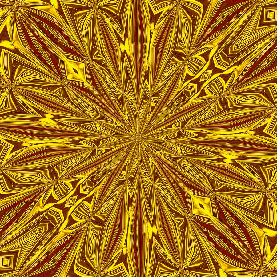 Red and Gold Scrunched Foil Christmas Kaleidoscope Digital Art by Taiche Acrylic Art