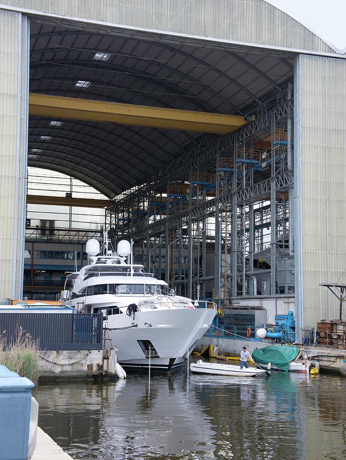 Boat Photograph - Luxury Yacht Construction by Sheila Terry