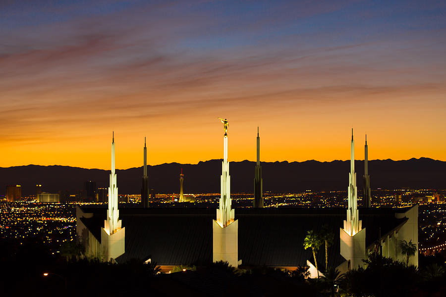 Las Vegas Photograph - LV Temple Sunset 3 by Alan Nix