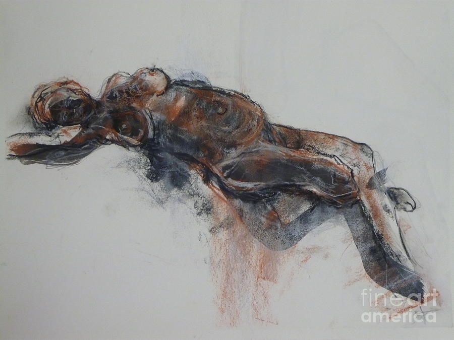Lying nude 2 Painting by Donna Acheson-Juillet