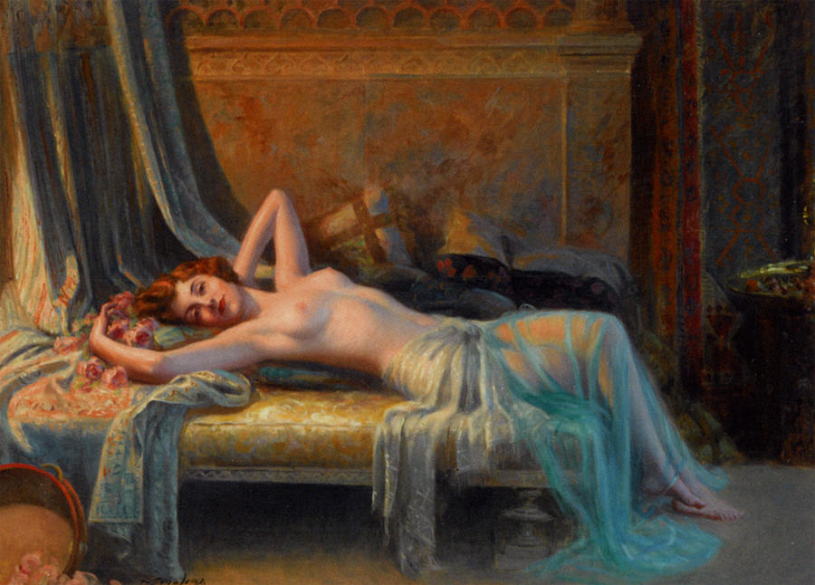 Delphin Enjolras Digital Art - Lying Nude In A Bed Of Roses by Delphin Enjolras 