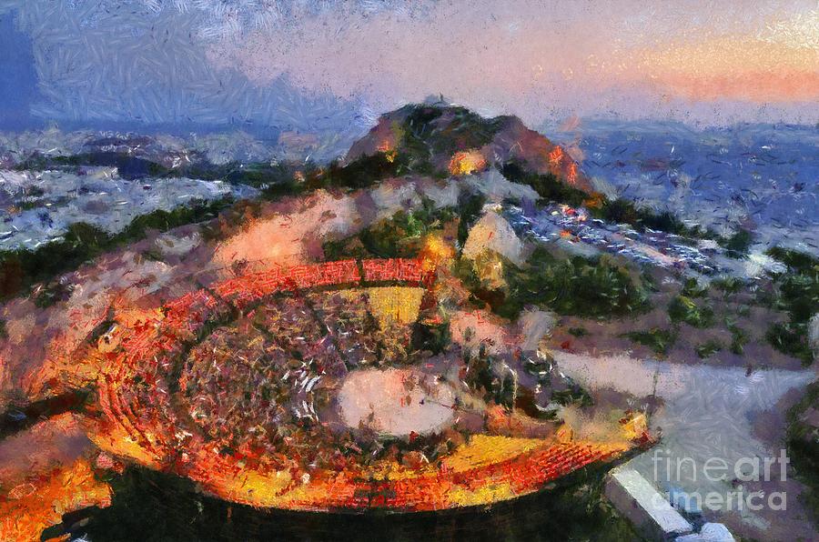 Theater on Lycabettus hill #2 Painting by George Atsametakis