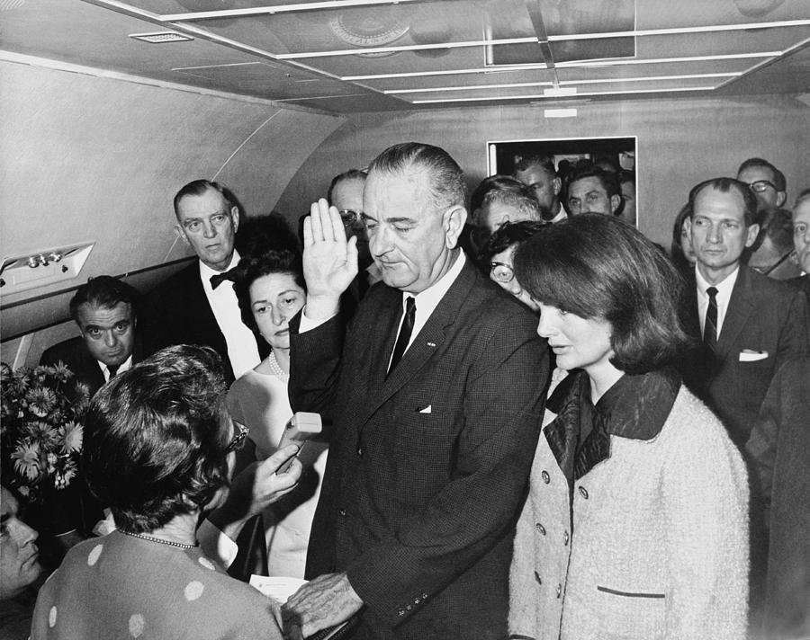 John F Kennedy Photograph - Lyndon Johnson Sworn In by Cecil W. Stoughton