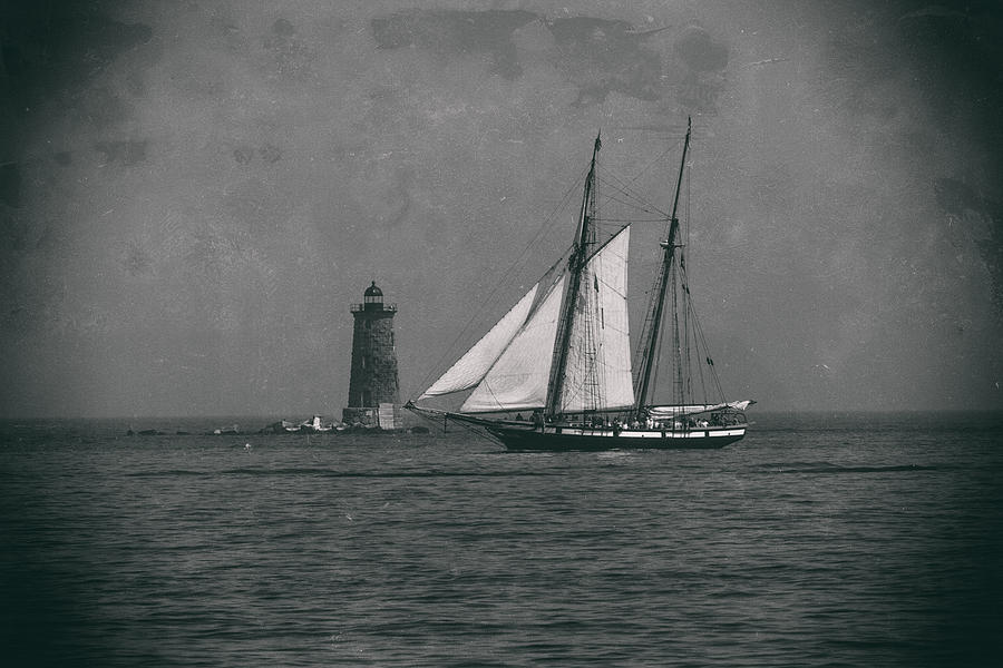 Lynx sailing past Whaleback Lighthouse Photograph by Jeff Folger
