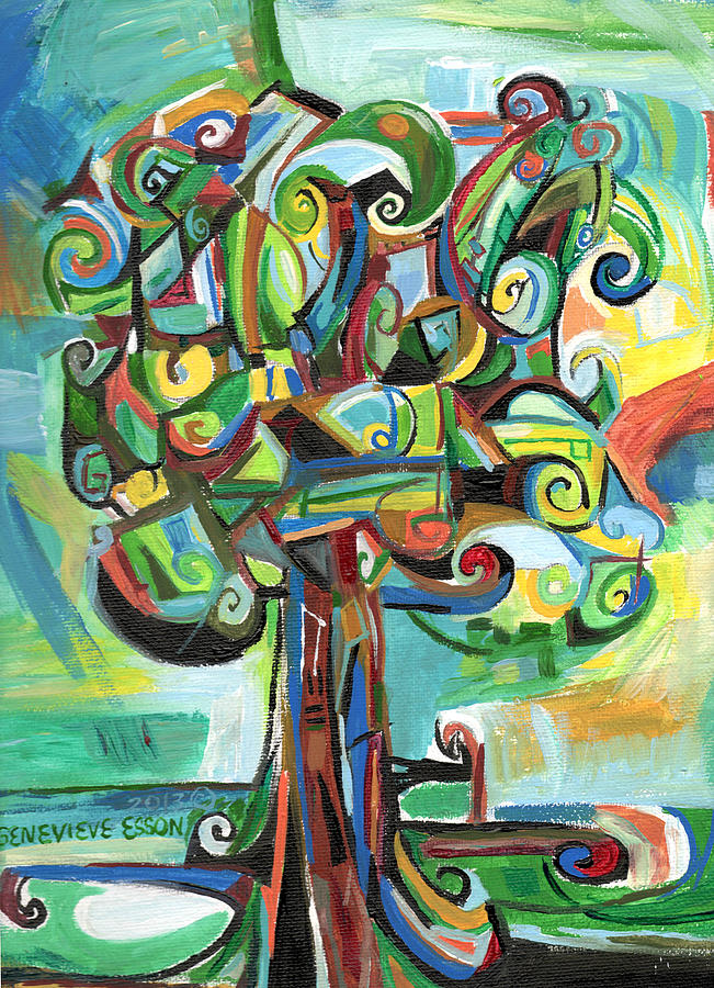 Abstract Painting - Lyrical Tree by Genevieve Esson