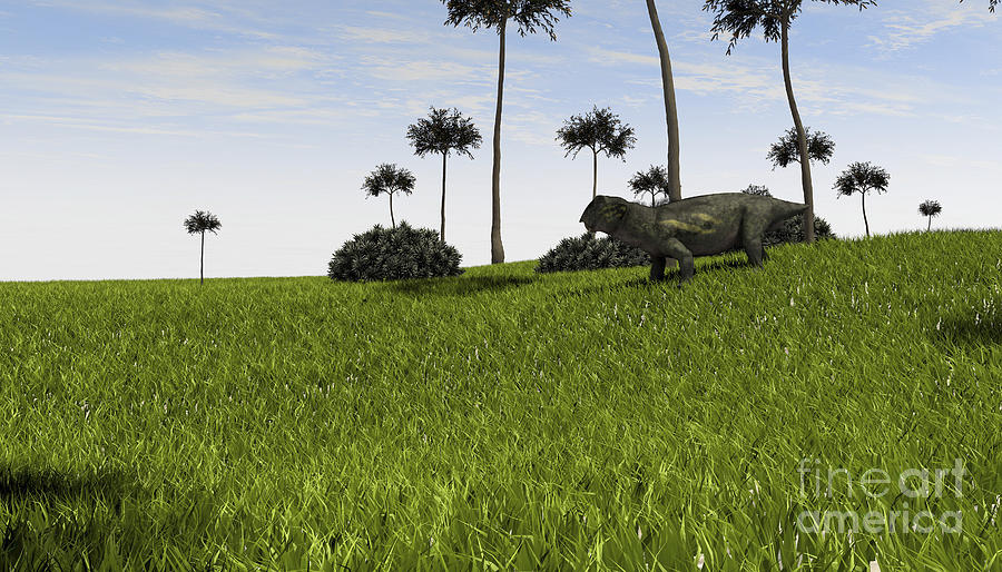 Lystrosaurus In A Grassy Field Digital Art by Kostyantyn Ivanyshen