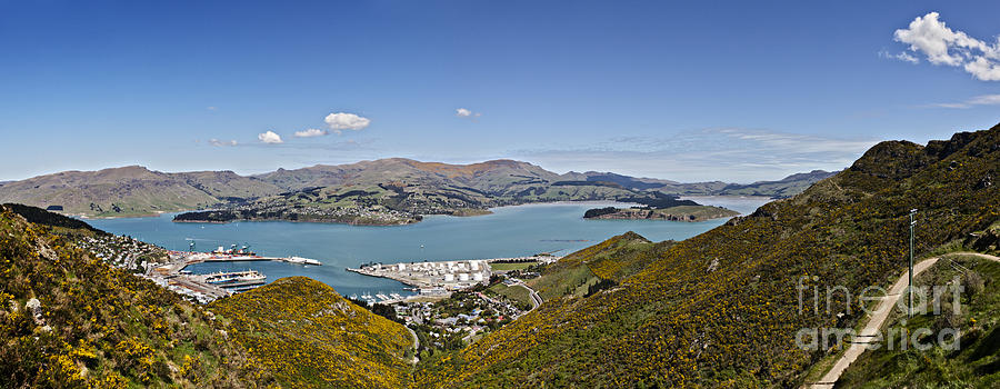 Lyttelton Port Panorama Canterbury New Zealand Photograph by Colin and Linda McKie