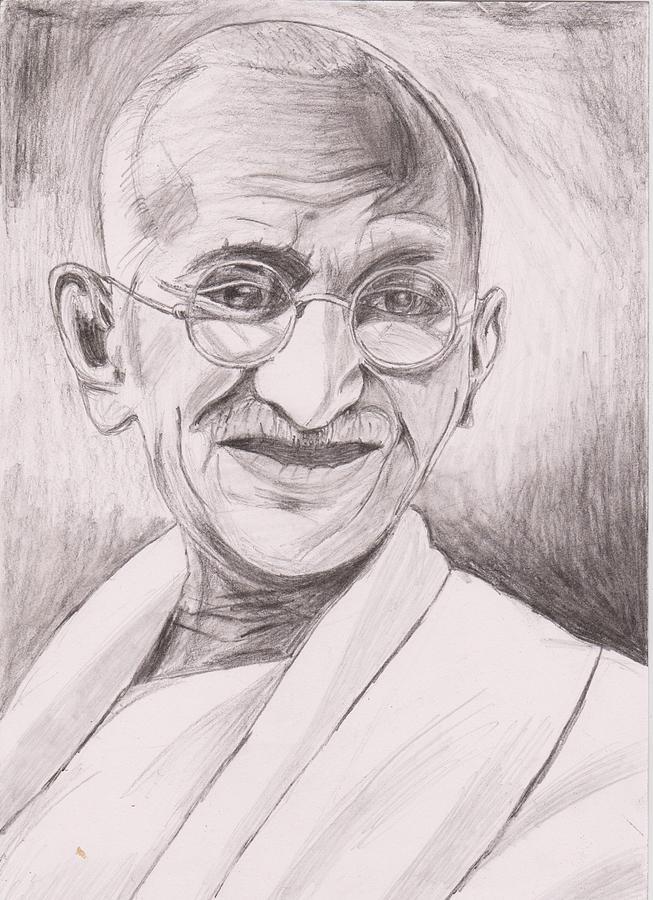 M K Gandhi Drawing by Anitha Praveen - Fine Art America