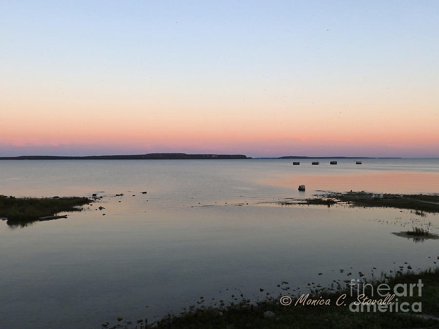 M Landscapes Collection No. L20 - Dawns Glow Over Mackinac Island and Lake Huron Photograph by Monica C Stovall