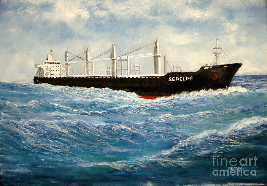 Cargo Ship Painting - M/v Seacliff by Glenn Secrest