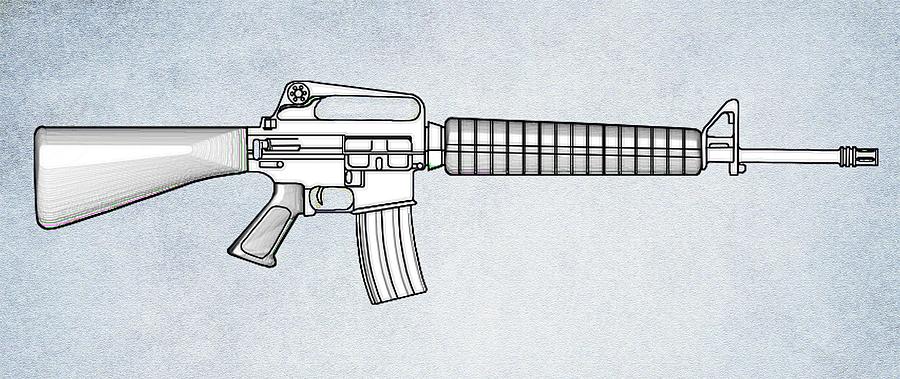 M16 Digital Art - M16 Rifle B by Movie Poster Prints
