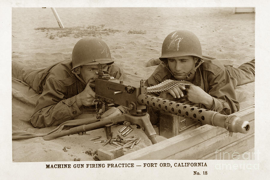 17th Infantry Photograph - M1919A4 .30-caliber Light machine gun  Fort Ord Monterey Army Base California 1953 by Monterey County Historical Society