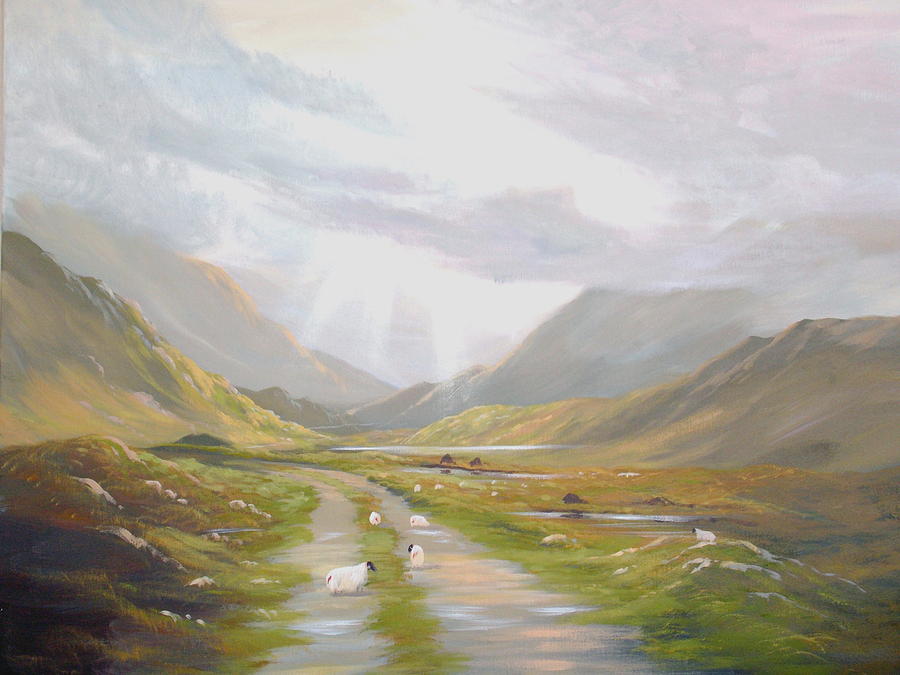 Maam  Valley Connemara Painting by Cathal O malley
