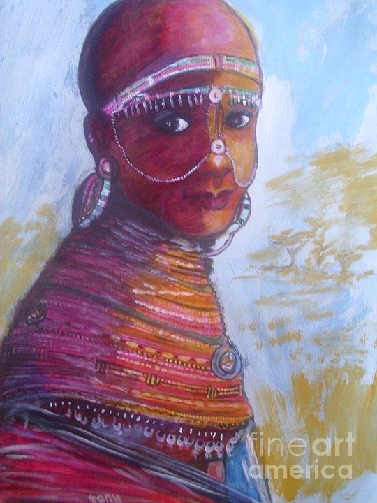Maasai Bride. Painting by Nixon Mwangi